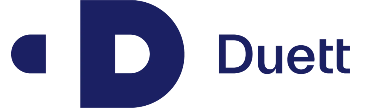 Logoen til Duett i mørkeblått